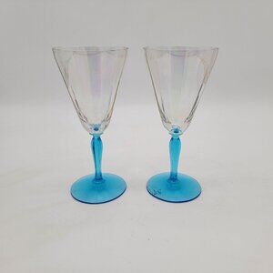 Pair of Fostoria Delphian Water Goblets